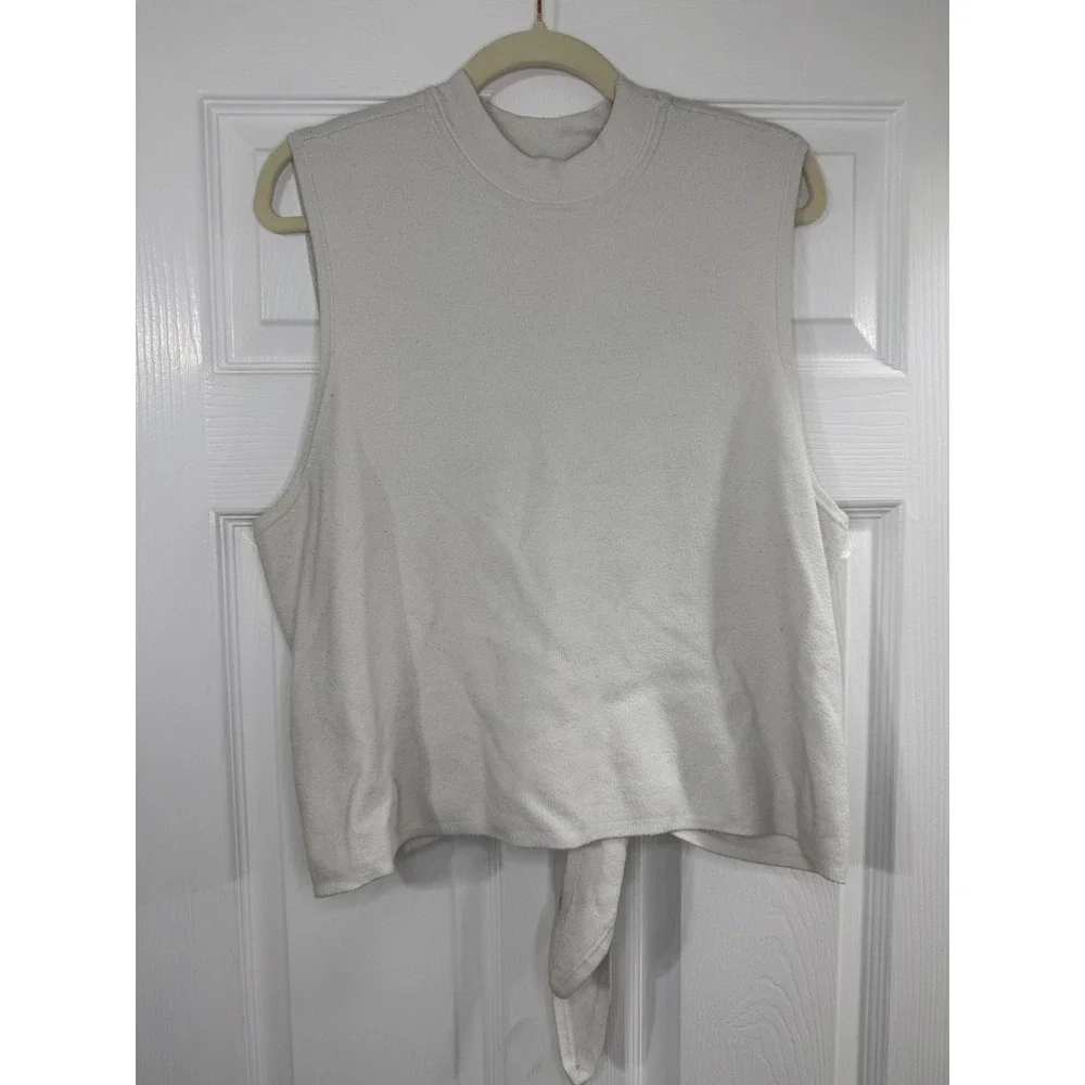 Maeve Anthropologie Tie Back Sweater Tank Womens 2X Ivory Good Mock Neck Cutout - Picture 3 of 8